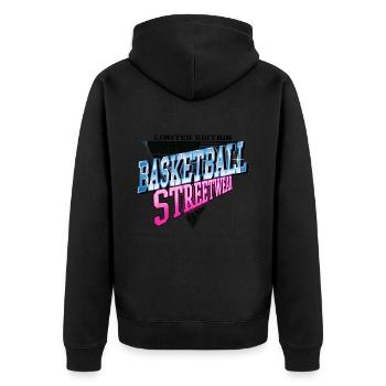 Basketball Player Sport Font Vintage Retro - Unisex Premium Organic Zip Hoodie - black - Back - Nico (187cm)