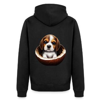 Beagle Hund in einer Kokosnussschale - Unisex Premium Bio Zip Hoodie - Schwarz - Hinten - Nico (187cm)
