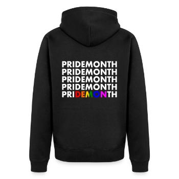 pride month demon - Unisex Premium Bio Zip Hoodie - Schwarz - Hinten - Nico (187cm)