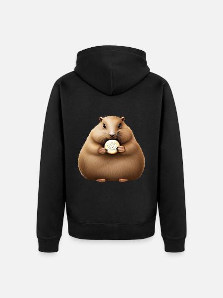 Groundhog with Cracker - Unisex Premium Organic Zip Hoodie - black