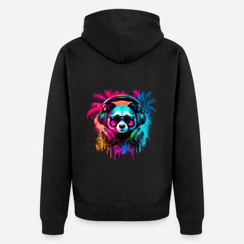 Ours panda abstrait - Veste à capuche bio Premium Unisexe - noir