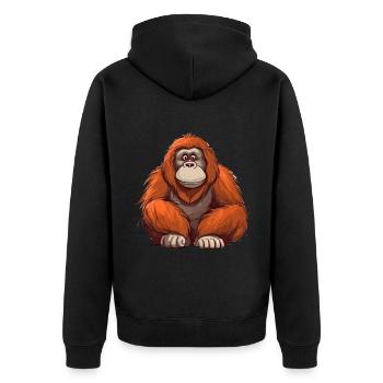 Niedlicher Orang-Utan Affe für Kinder für Kinder - Unisex Premium Bio Zip Hoodie - Schwarz - Hinten - Nico (187cm)