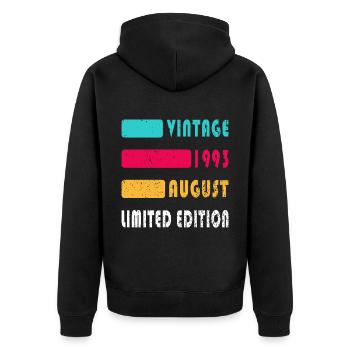 August 1993 Jahrestag August 1993 August - Unisex Premium Bio Zip Hoodie - Schwarz - Hinten - Nico (187cm)