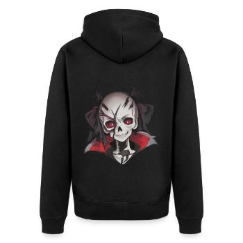 Halloween-Nacht der Totenköpfe: Dämonenfrauen - Unisex Premium Bio Zip Hoodie - Schwarz - Hinten - Nico (187cm)