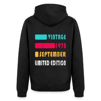september 1978 anniversary september 1978 september - Unisex Premium Organic Zip Hoodie - black - Back - Nico (187cm)