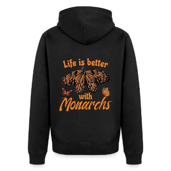 Niedliches Monarch-Schmetterling-Zitat - Unisex Premium Bio Zip Hoodie - Schwarz - Hinten - Nico (187cm)