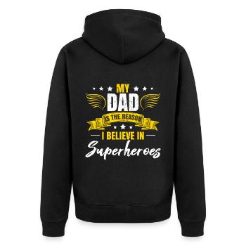 Geschenk des Vaters von der Tochter - Unisex Premium Bio Zip Hoodie - Schwarz - Hinten - Nico (187cm)