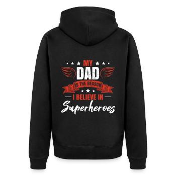 Fils Père Papa Chemise - Veste à capuche bio Premium Unisexe - noir - Dos - Nico (187cm)