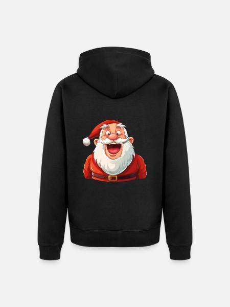 Lustiger Weihnachtsmann Lacht Weihnachten Lustig - Unisex Premium Bio Zip Hoodie - Schwarz