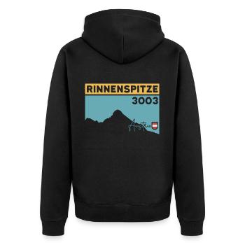 Rinnenspitze Berg Wanderung Klettersteig Stubaital - Unisex Premium Bio Zip Hoodie - Schwarz - Hinten - Nico (187cm)