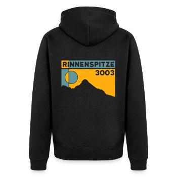 Rinnenspitze Berg Wanderung Klettersteig Stubaital - Unisex Premium Bio Zip Hoodie - Schwarz - Hinten - Nico (187cm)