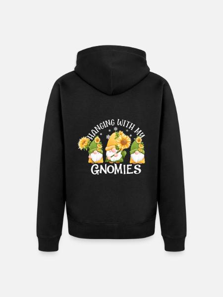 hanging with my gnomies - Unisex Premium Organic Zip Hoodie - black