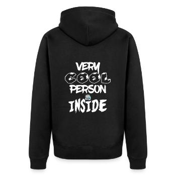 Sehr coole Person in lustigen, entspannten Menschen - Unisex Premium Bio Zip Hoodie - Schwarz - Hinten - Nico (187cm)