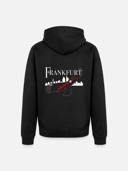 Frankfurt nur hier schlägt mein Fussballherz - Unisex Premium Bio Zip Hoodie - Schwarz