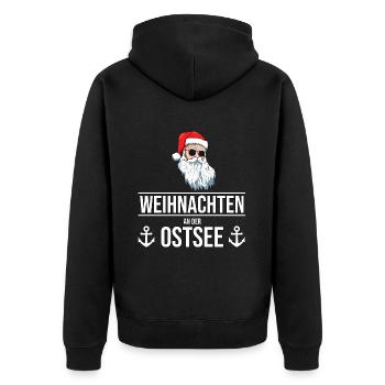 Weihnachten an der Ostsee - Unisex Premium Bio Zip Hoodie - Schwarz - Hinten - Nico (187cm)