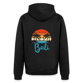 Vintage Surfing Bali Beach Indonesia - Unisex Premium Organic Zip Hoodie - black - Back - Nico (187cm)