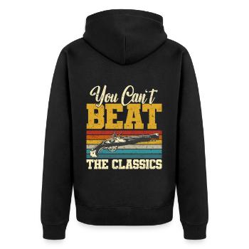 Muzzle Loader - Unisex Premium Bio Zip Hoodie - Schwarz - Hinten - Nico (187cm)