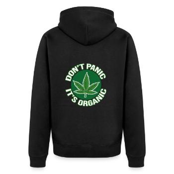 Hemp Grass Cannabis Hemp Leaf Saying Motif - Unisex Premium Organic Zip Hoodie - black - Back - Nico (187cm)