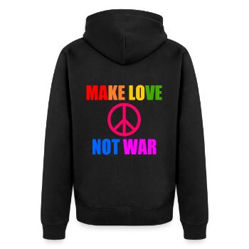 Make love not war - Unisex Premium Organic Zip Hoodie - black - Back - Nico (187cm)
