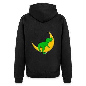 Dino Kind T-Rex Baby Schlafshirt Dinosaurier - Unisex Premium Bio Zip Hoodie - Schwarz - Hinten - Nico (187cm)