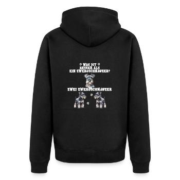 Was ist besser als ein Zwergschnauzer? Spruch - Unisex Premium Bio Zip Hoodie - Schwarz - Hinten - Nico (187cm)
