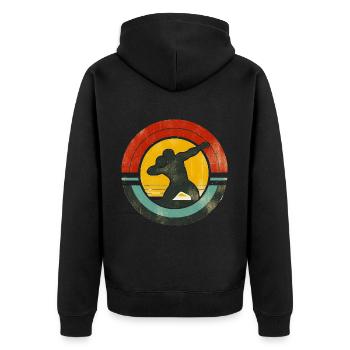 Shot Put - Unisex Premium Bio Zip Hoodie - Schwarz - Hinten - Nico (187cm)
