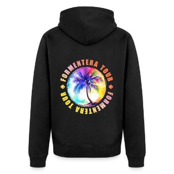 Formentera Tour Coloré - Veste à capuche bio Premium Unisexe - noir - Dos - Nico (187cm)
