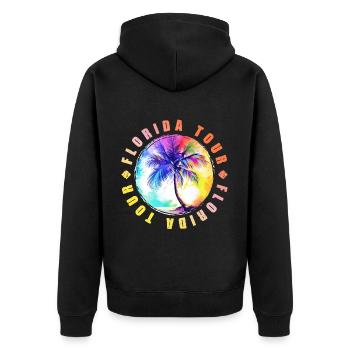 Tour de Floride Coloré - Veste à capuche bio Premium Unisexe - noir - Dos - Nico (187cm)