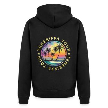 Teneriffa Tour Reise Bunt Urlaub - Unisex Premium Bio Zip Hoodie - Schwarz - Hinten - Nico (187cm)