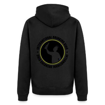 Drinking King Party Spruch - Unisex Premium Bio Zip Hoodie - Schwarz - Hinten - Nico (187cm)