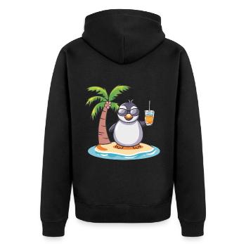 Penguin Summer Beach Vacation - Unisex Premium Organic Zip Hoodie - black - Back - Nico (187cm)