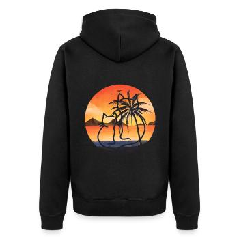Chats rétro Vintage 90's 80's chat Nature plage - Veste à capuche bio Premium Unisexe - noir - Dos - Nico (187cm)