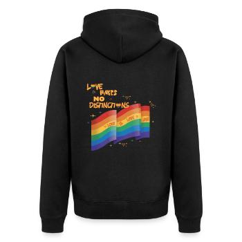 Liebe macht keine Grenzen LGBTQIA+ Stolz - Unisex Premium Bio Zip Hoodie - Schwarz - Hinten - Nico (187cm)
