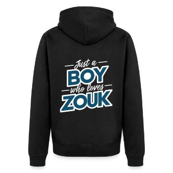 Zouk Dance Gift - Unisex Premium Organic Zip Hoodie - black - Back - Nico (187cm)