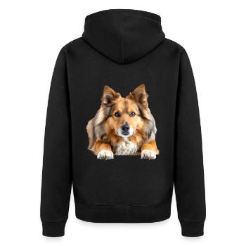 Icelandic Sheepdog - Unisex Premium Organic Zip Hoodie - black - Back - Nico (187cm)