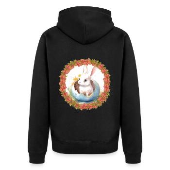 Lapin de Pâques Oeuf de Pâques Lapin de Pâques Oeuf de lapin - Veste à capuche bio Premium Unisexe - noir - Dos - Nico (187cm)
