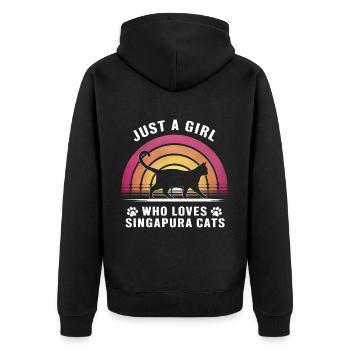 Katze Singapura Geschenk - Unisex Premium Bio Zip Hoodie - Schwarz - Hinten - Nico (187cm)