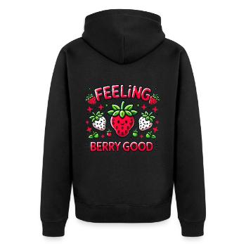 Feeling Berry Good - Unisex Premium Bio Zip Hoodie - Schwarz - Hinten - Nico (187cm)