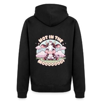 Kuh Not In The Moo - Unisex Premium Bio Zip Hoodie - Schwarz - Hinten - Nico (187cm)