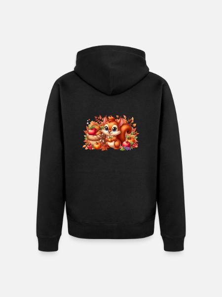 Eichhörnchen Herbst3 - Unisex Premium Bio Zip Hoodie - Schwarz