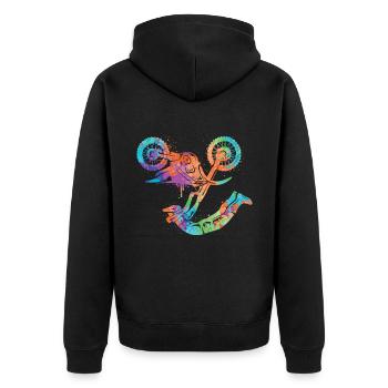 Dirt Biker Motorrad Motocross Mädchen Jungen - Unisex Premium Bio Zip Hoodie - Schwarz - Hinten - Nico (187cm)