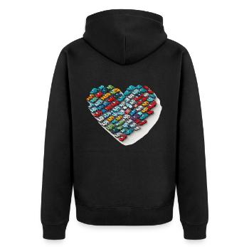 Toy Car Love: A Whimsical Heart-shaped Cartoon Des - Unisex Premium Organic Zip Hoodie - black - Back - Nico (187cm)