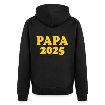 Papa 2025 - Unisex Premium Bio Zip Hoodie - Schwarz - Hinten - Nico (187cm)