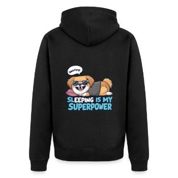 Mignon pékinois endormi pour les amoureux des chiens - Veste à capuche bio Premium Unisexe - noir - Dos - Nico (187cm)