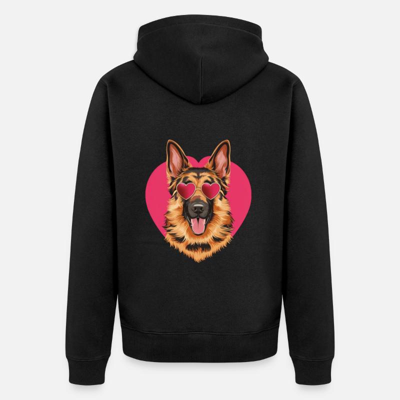 Cooler Deutscher Schäferhund mit Sonnenbrille - Unisex Premium Bio Zip Hoodie - Schwarz