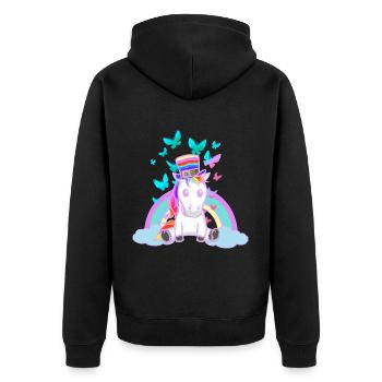 années 80 90 arc-en-ciel Licorne Licornes Vintage - Veste à capuche bio Premium Unisexe - noir - Dos - Nico (187cm)