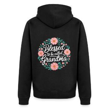To Be Called Grandma 7 ID059 - Unisex Premium Bio Zip Hoodie - Schwarz - Hinten - Nico (187cm)