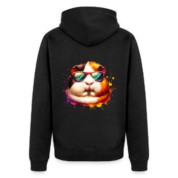 Meerschweinchen - Unisex Premium Bio Zip Hoodie - Schwarz - Hinten - Nico (187cm)