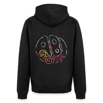 Abi 2025 Groovy Abiball Matura Geschenk - Unisex Premium Bio Zip Hoodie - Schwarz - Hinten - Nico (187cm)