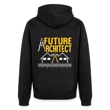 Architekt - Unisex Premium Bio Zip Hoodie - Schwarz - Hinten - Nico (187cm)